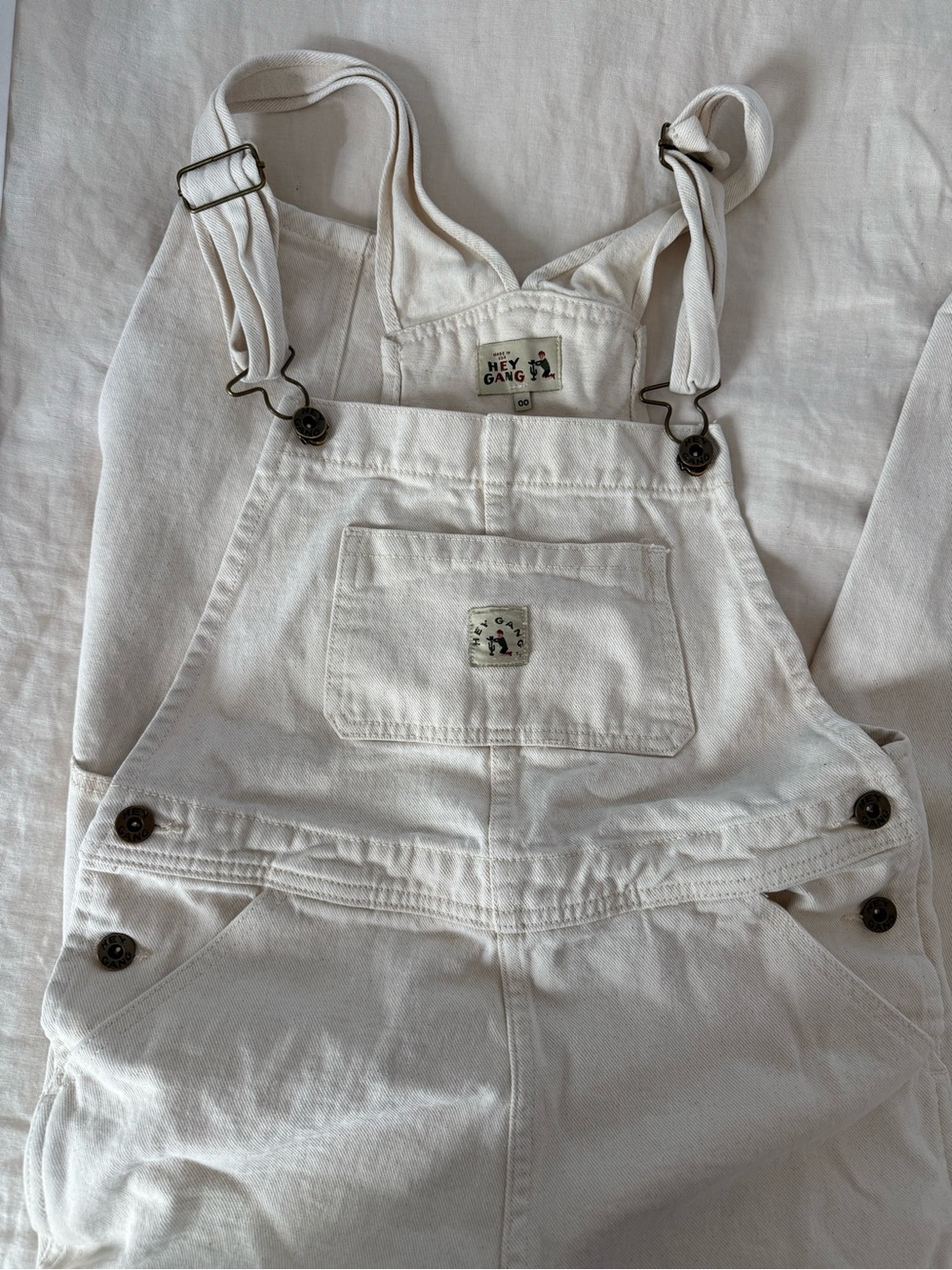 Hey Gang Knee Patch Overalls, Size 00 in Natural